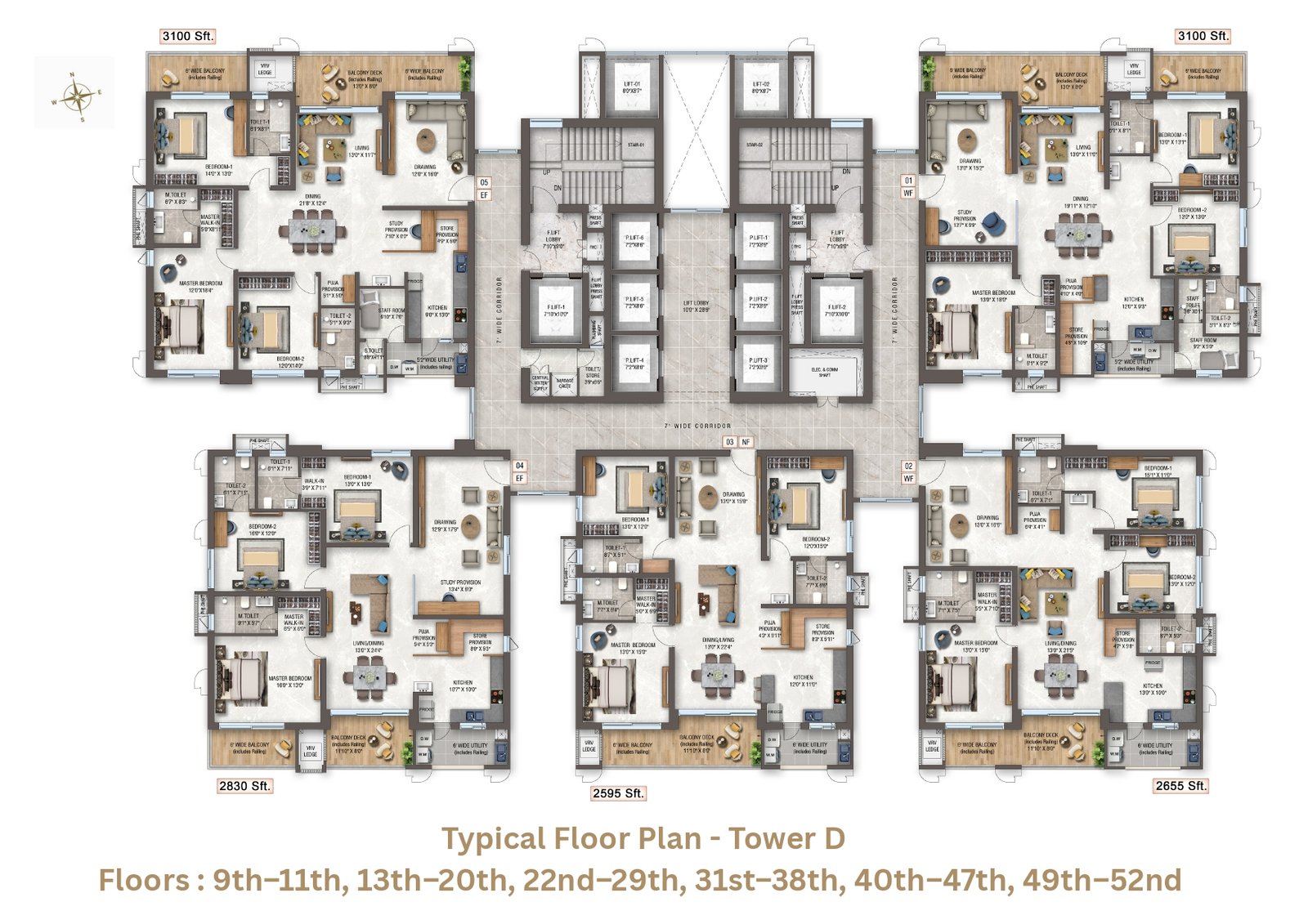 3 BHK Luxury Floor Plan